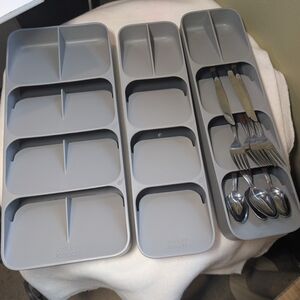 Gray Kitchen Drawer Organizer Tray